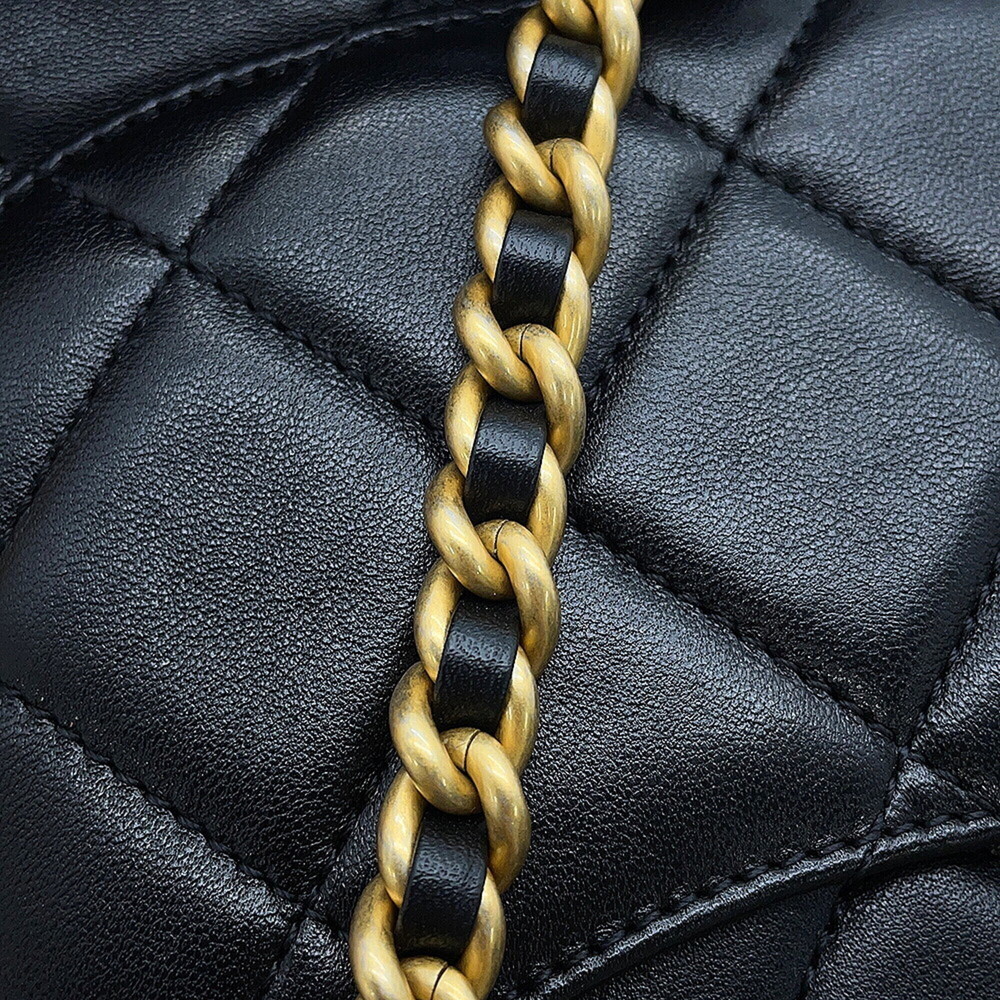 Chanel Chain Shoulder Bag Matelassé Coco Mark Lambskin AS2734 CHANEL Black Ha... - Picture 15 of 16